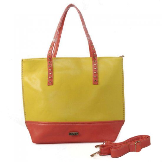 Coach Stud North South Large Yellow Totes CJH - Click Image to Close